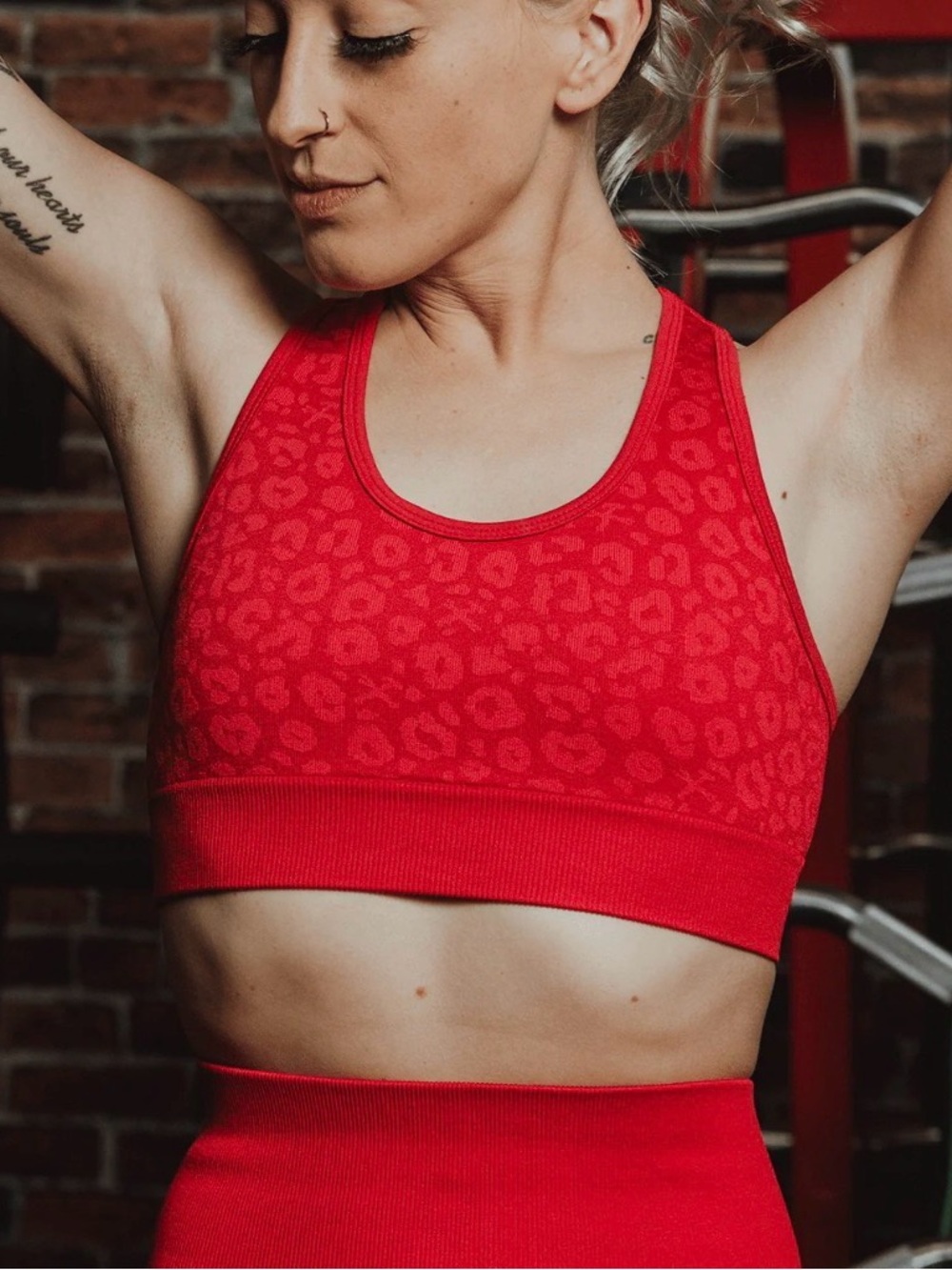 DIXXON Red Leopard Jacquard Seamless Sports Bra
